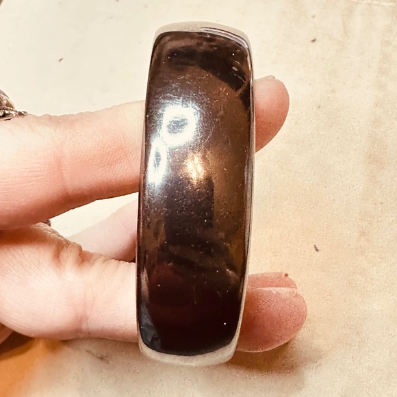 Black or Metallic Gray Metal Over Copper Bangle Bracelet - Picture 7 of 10